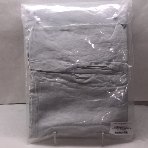 Matouk Porto Full Queen Duvet Cover 2 Standard Shams Linen Silver 3 Piece Set - Picture 7 of 8